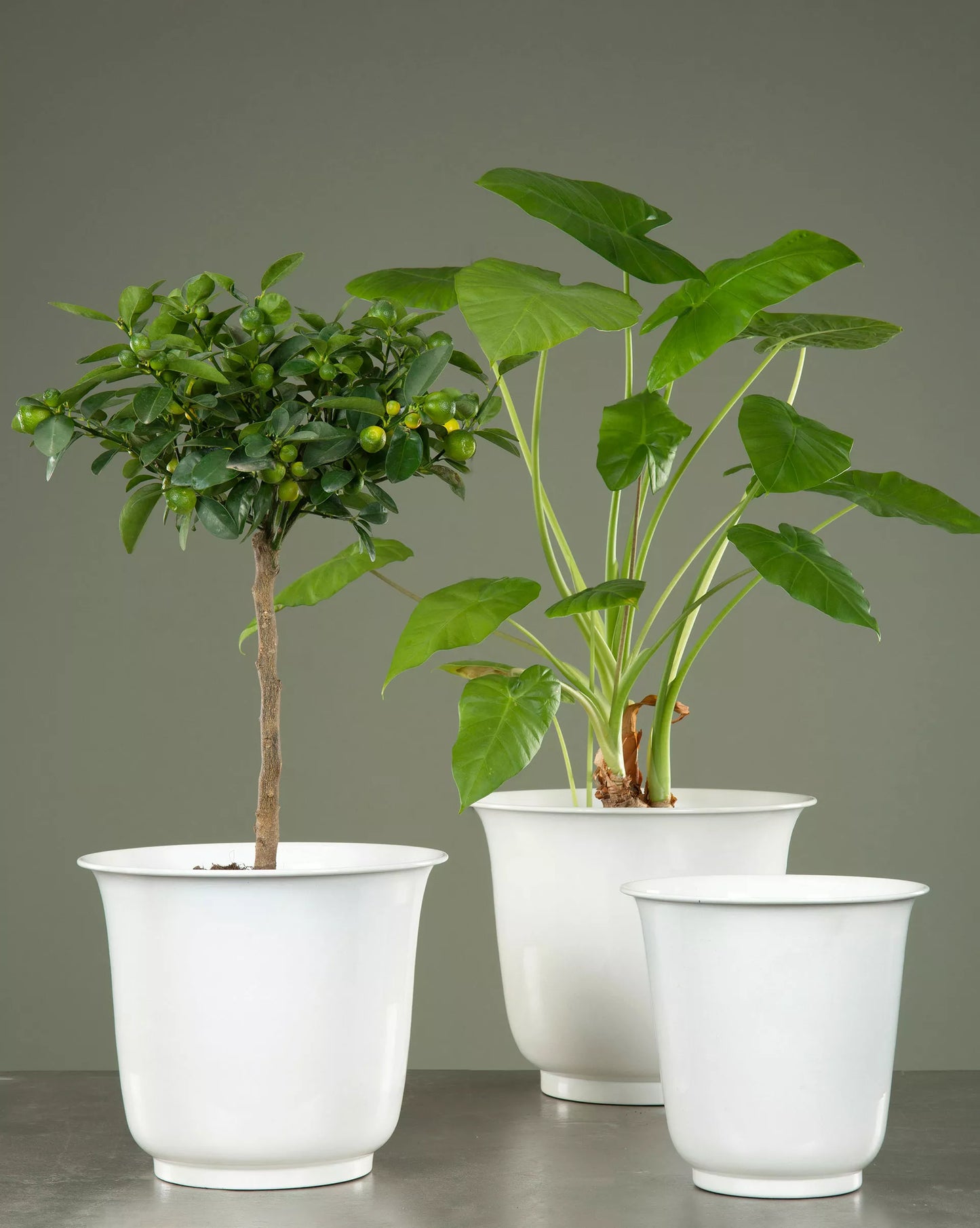 Kruka Big Flair Emalj Shell, Set om tre