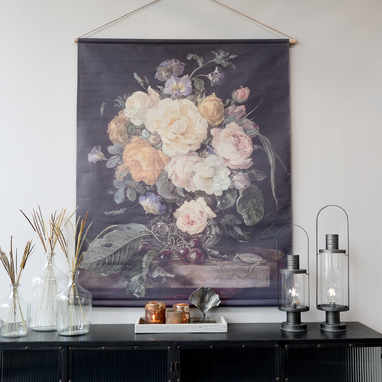 BOUQUET DE ROSES, Tavelduk med canvashängare