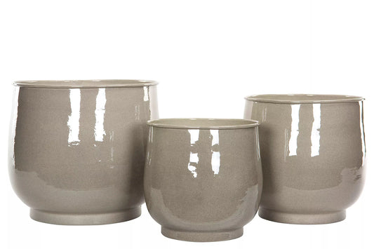 Kruka Big Globe Emalj Sand, Set om tre