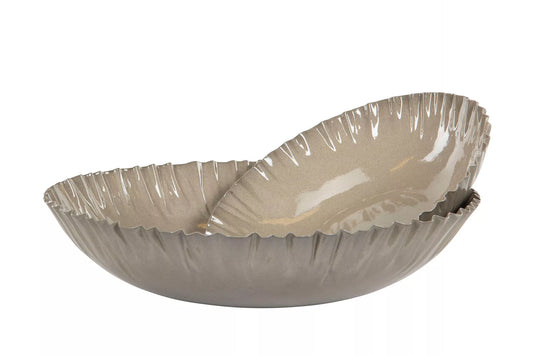 Skål Plisse Emalj Sand, Set om två
